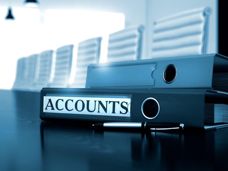 Accounts binders on an office desk